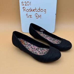 Rocket Dog Black Ballet Heel Women Size 8M Pleated‎ Toe Comfort Shoes